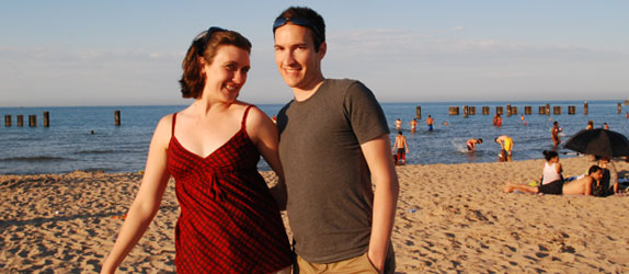 Jason and his wife enjoying the Chicago beach